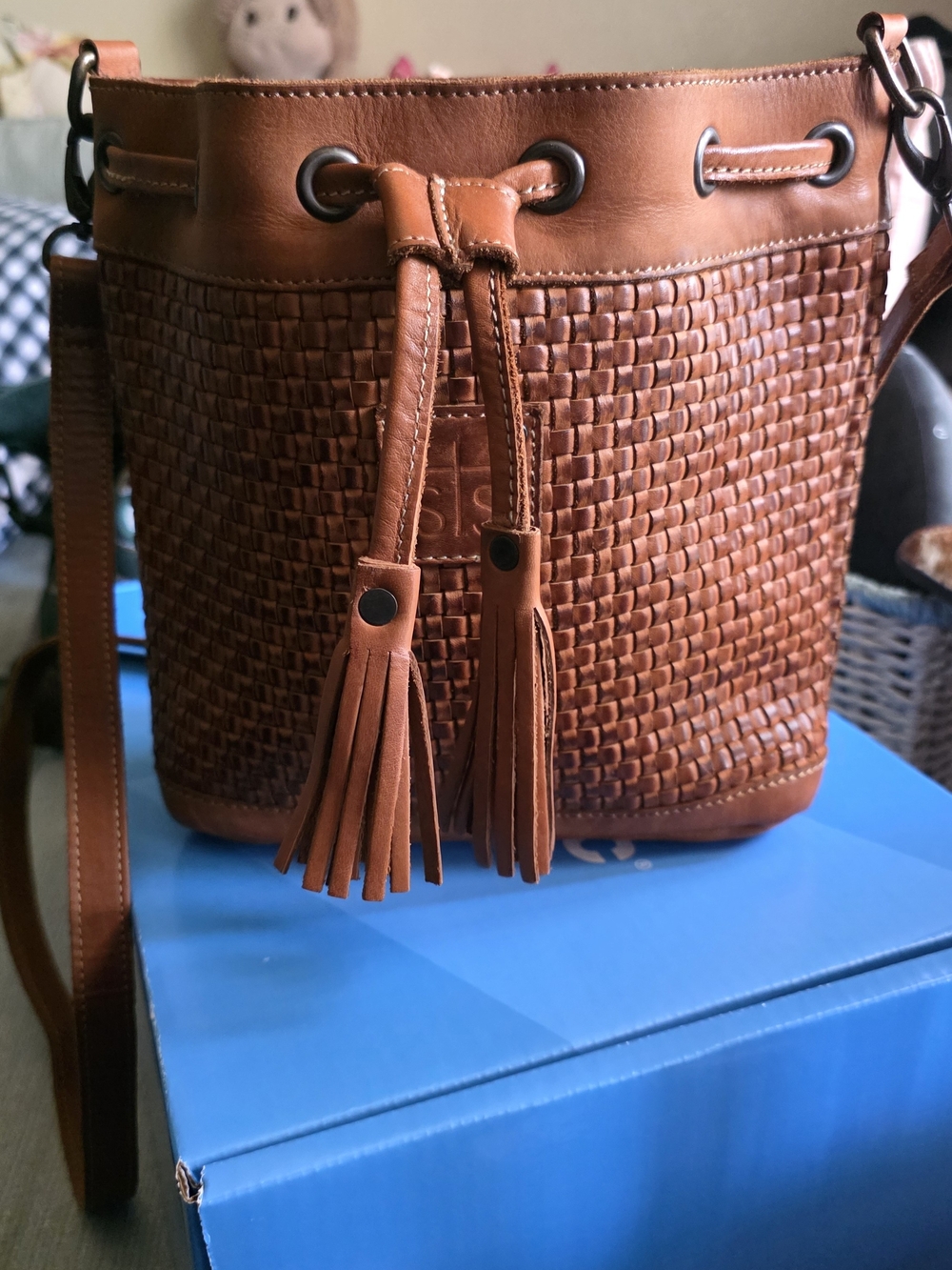 STS Ranchwear Woven Tassel Crossbody Bag - Brown